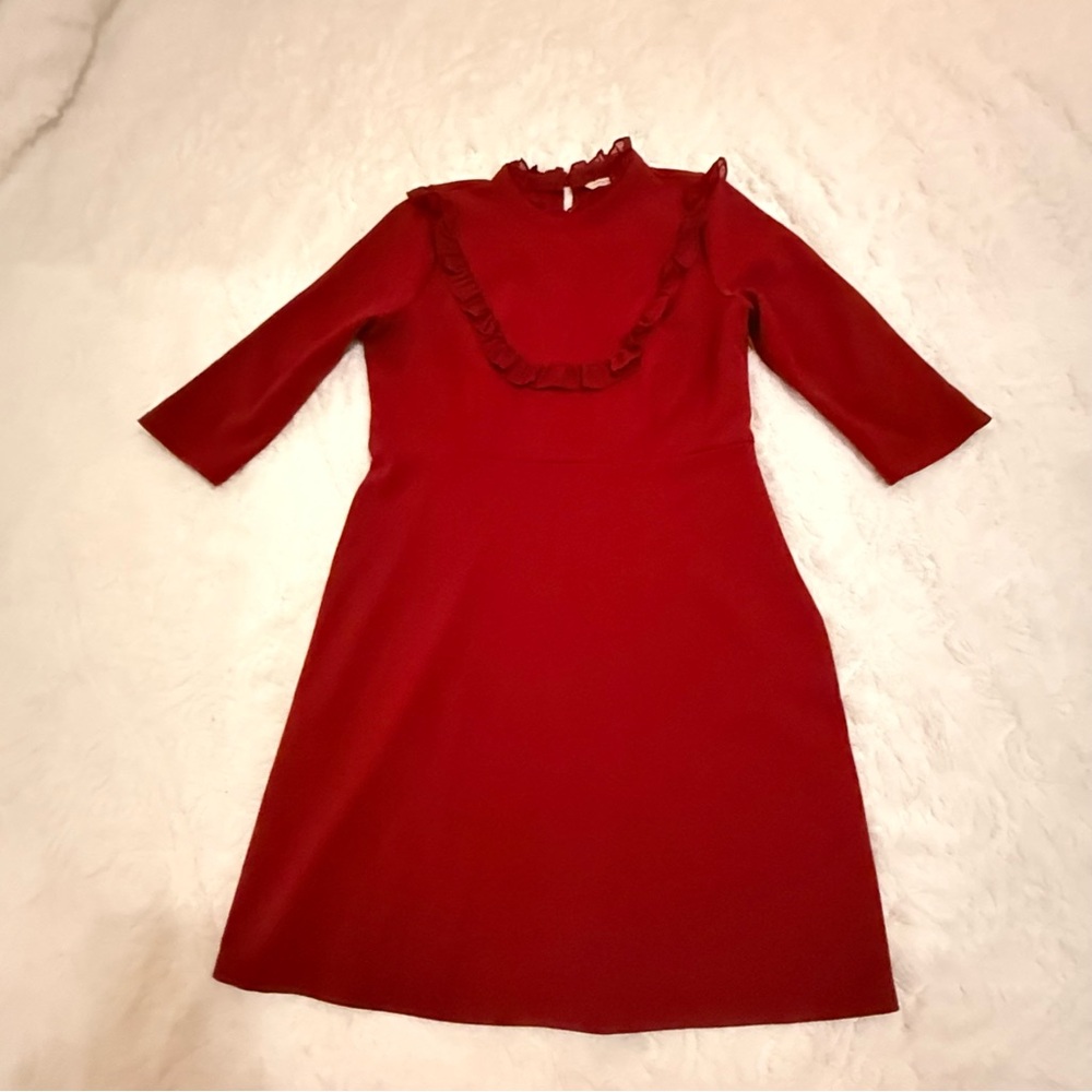 Elegant Red Dress with Ruffle Detail